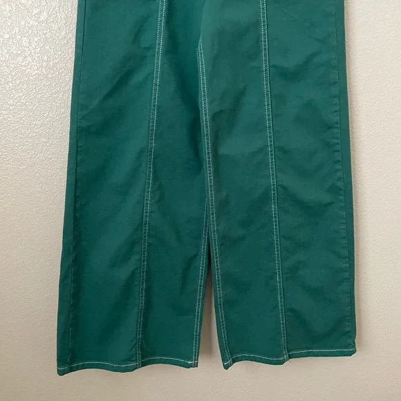 Anthropologie Maeve Pants Womens 27 Green Delaney Wide Leg Stitched High Rise - Picture 5 of 12